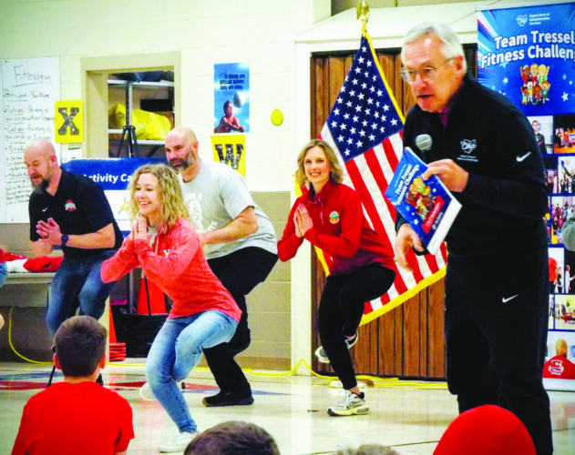 Lt. Gov. Jim Tressel visits local schools, touting fitness challenge